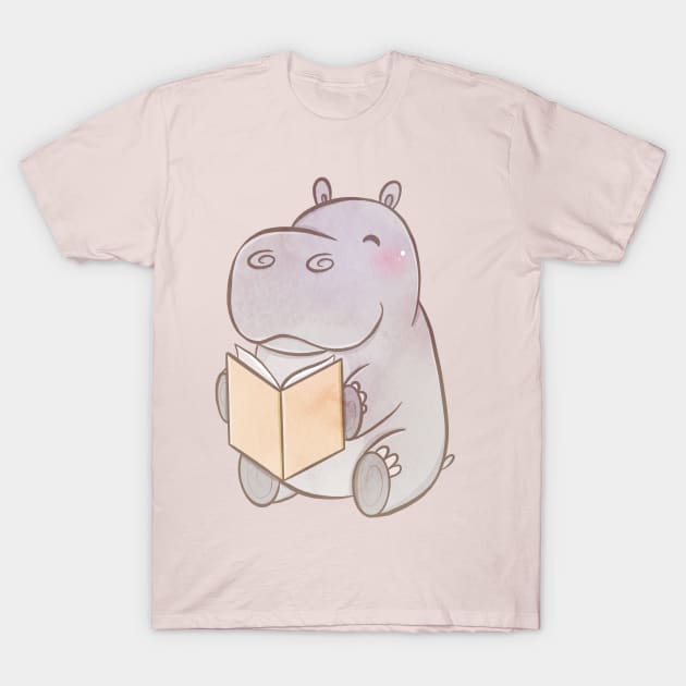 HIPPO READS T-Shirt by Catarinabookdesigns